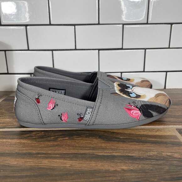 Skechers x Grumpy Cat BOBS Plush Lil Bug Womens Size 6 Shoes Gray Comfort Flats - Picture 3 of 13